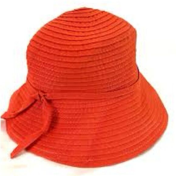 World Market Womens Red Paper Wide Brim Floppy Sun Hat Packable NWT - Picture 1 of 4